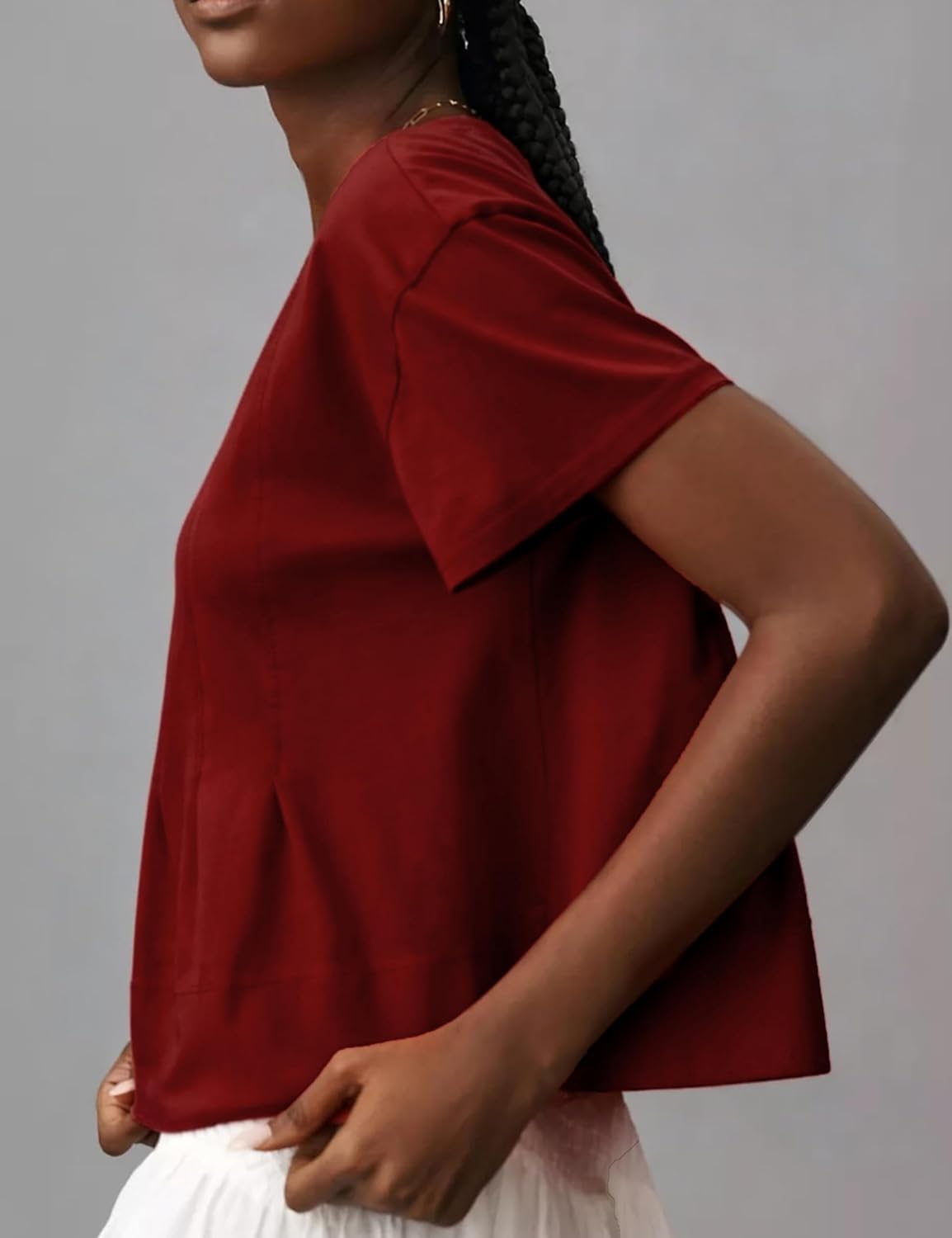 OPCAKM Womens Summer Pleated Swing Tee Casual Babydoll Peplum Tunic Shirts Tops - Image 5