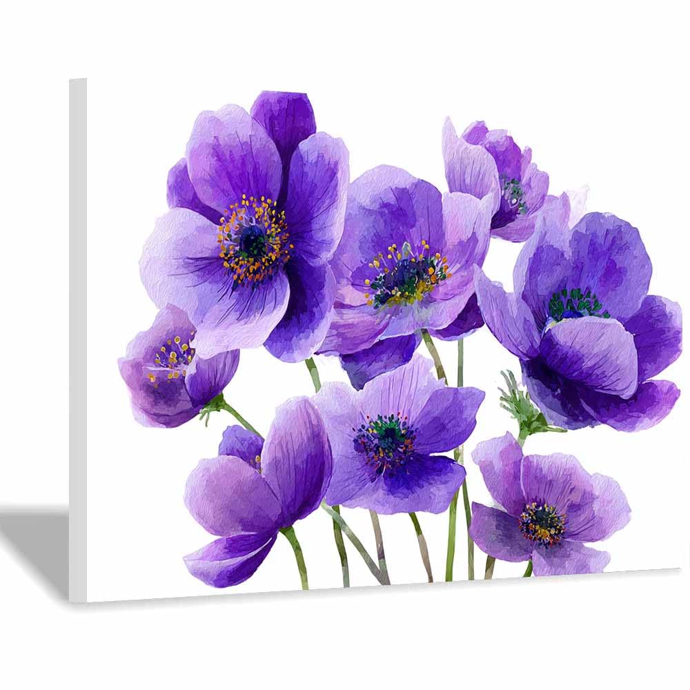 WUFIEA Semplice arte botanica Stampe su Canvas Grappoli di fiori per Camera da Letto Agriturismo Soggiorno Bagno(viola)-60x90cm Incorniciato