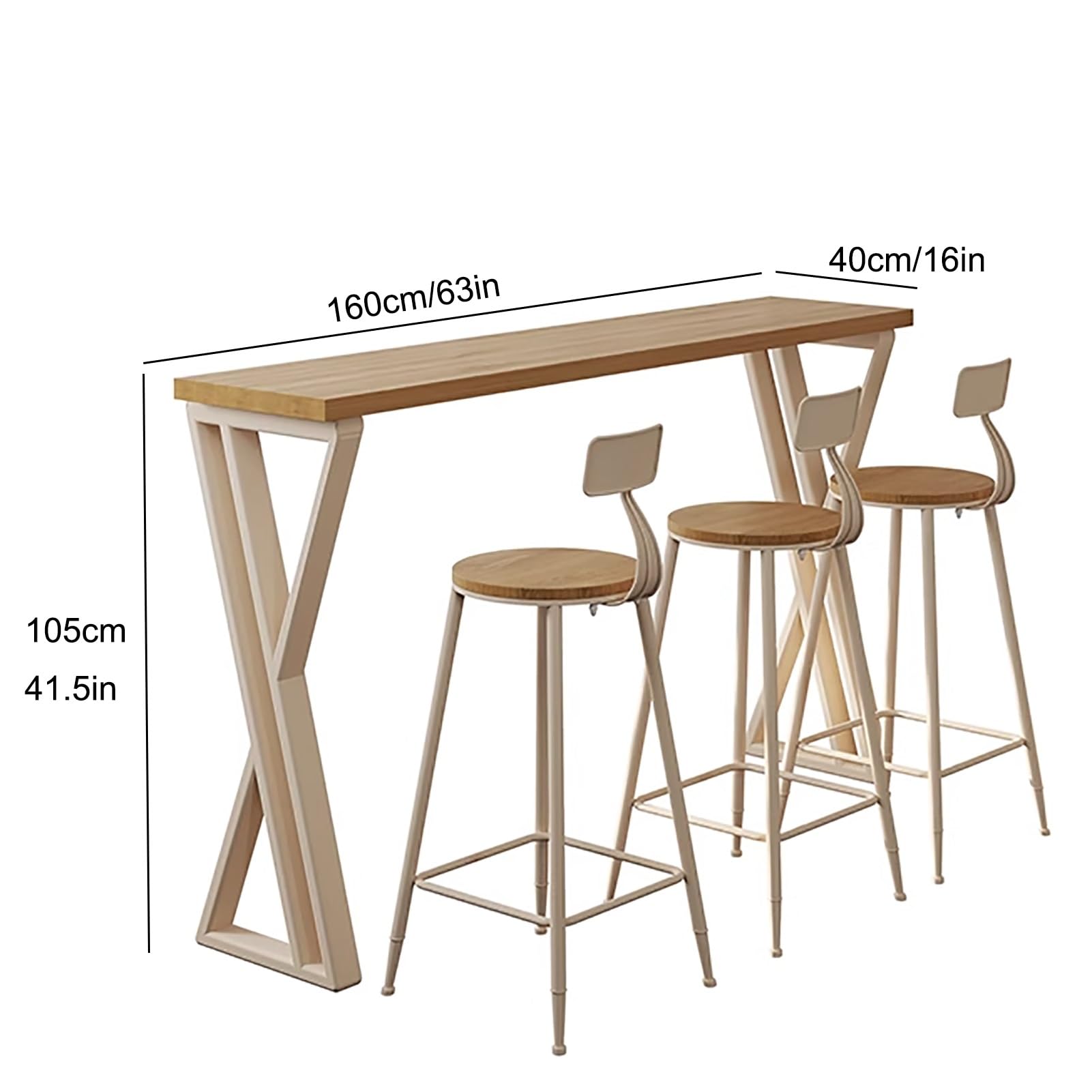 JHDXL Bancone Bar Stile Moderno Industriale, Cucina Alto Con Struttura in Metallo, Tavolo Cucina con 3 Sgabelli, per Cucina, Sala da Pranzo, Soggiorno