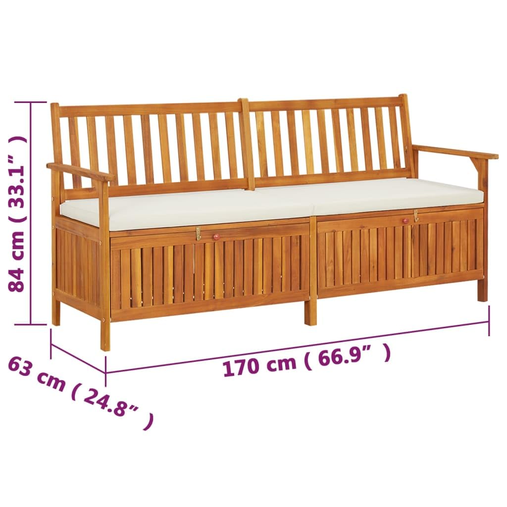 vidaXL Cassapanca con Cuscino 170 cm in Legno Massello di Acacia