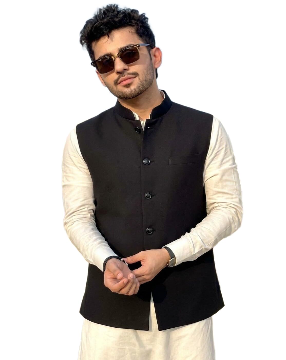 perfect productions Men Black Nehru Jacket Waistcoat, Sleeveless Blazer,Nehru Jacket-picture-22