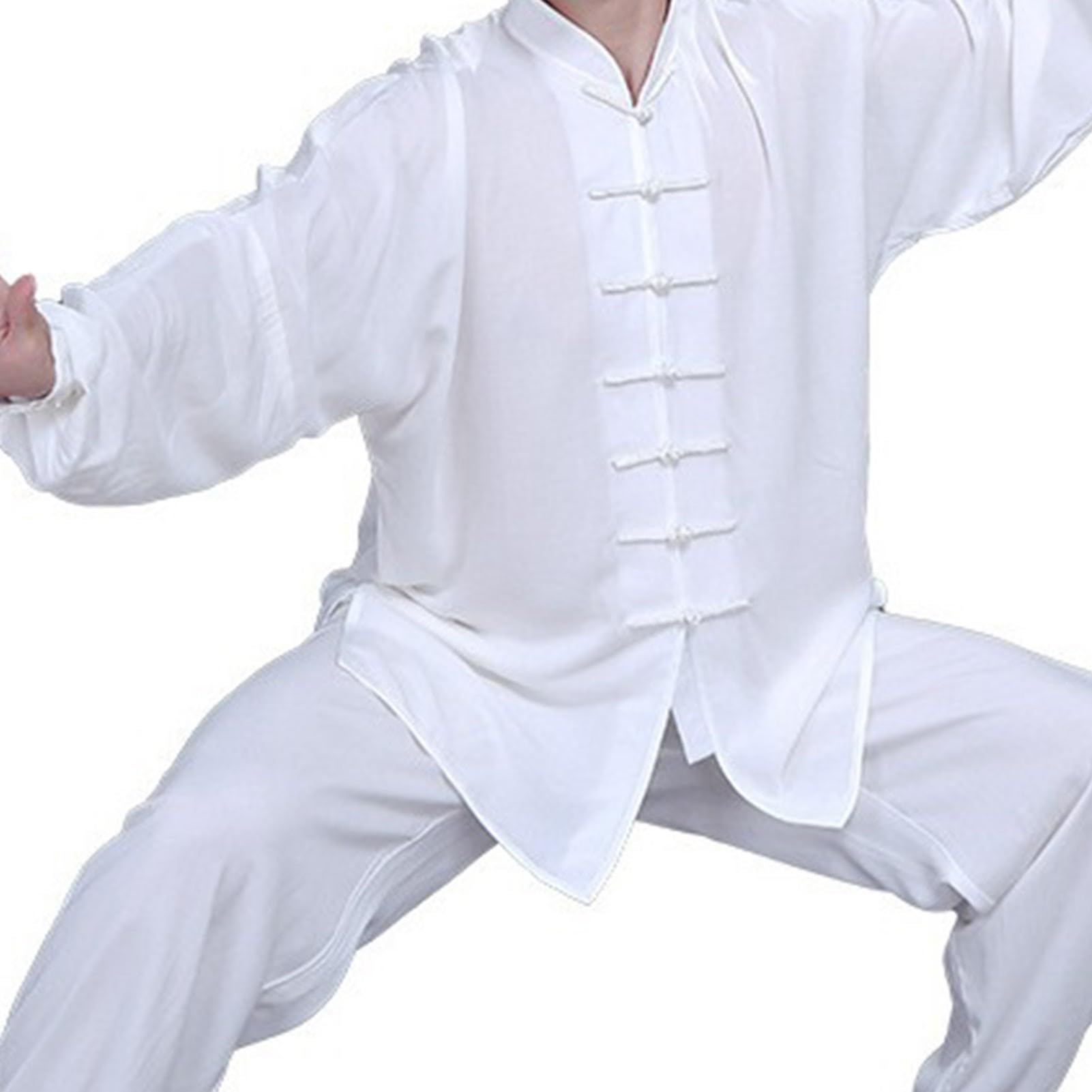 Odzież Tai Chi Sztuki Walki Chińskie Tradycyjne Mężczyźni Kobiety Kung Fu Taekwondo Ubrania Treningowe (Color : White, Size : L)
