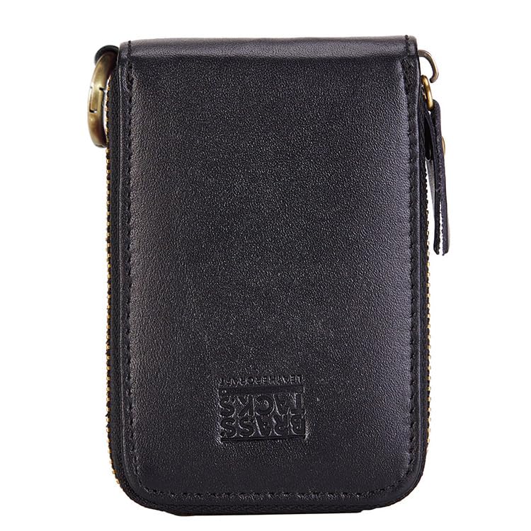 Image of Vintage Full Top Grain Leather Wallet RFID Blocking Multi Card Case with Zipper Pocket Card Holder for Men Women Gift Box (Black|Ring)