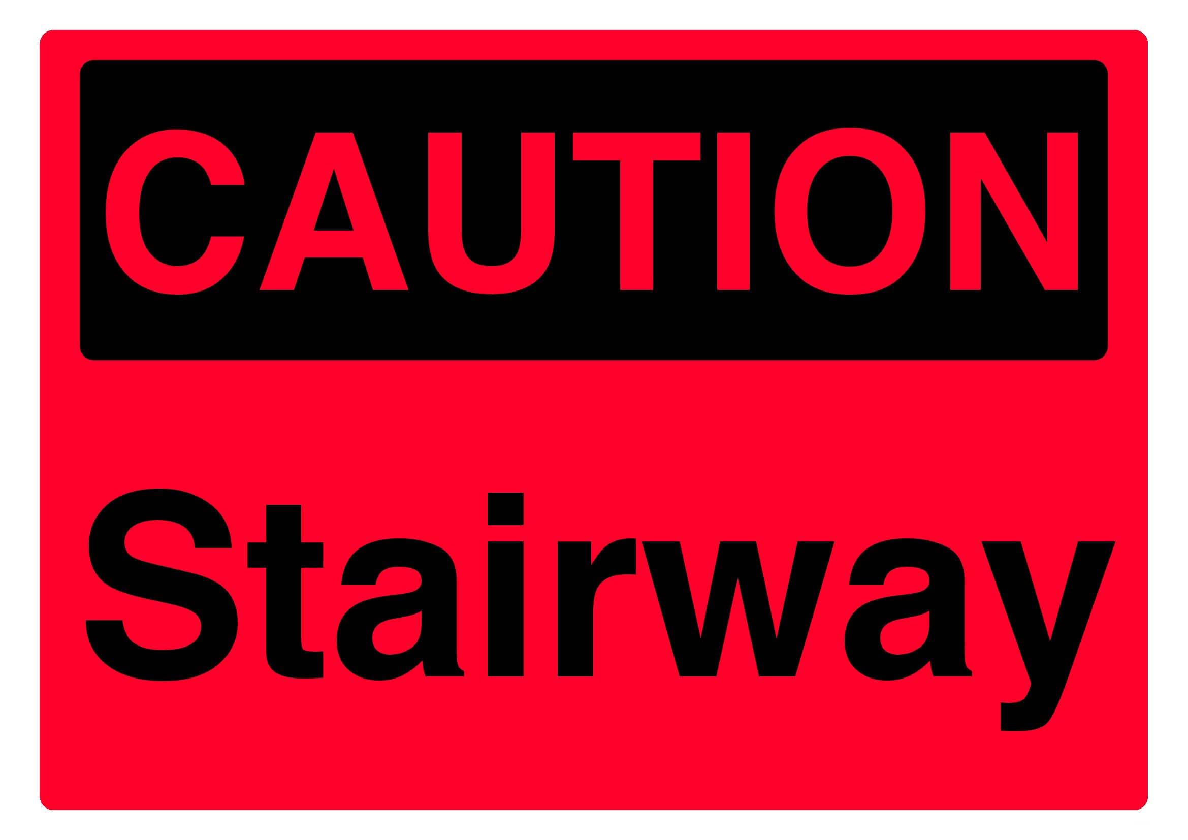 Stairway Caution Sign L10483, 12x8 Inch Metal Tin Sign, Workplace & Public Area Warning Sign