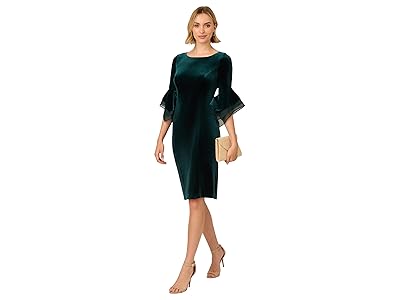 Adrianna Papell Velvet Bell Sleeve Short Dress Women