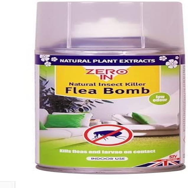 Zero In ZER027 Natural Insect Killer Flea Bomb, Poison-Free Treatment, Kills Fleas and Larvae, 150 ml, Green