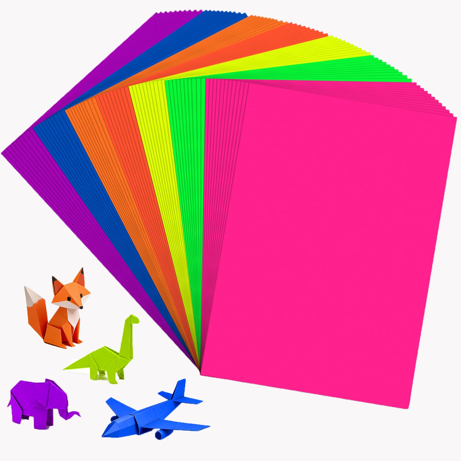 Bunt Karton Papier A3 (42 cm x 29,7 cm), 56 Blatt Neon Indexpapier, 250 g/m Schweres Kartonpapier, 7 Farben Buntes Papier für Schneiden, Schule,Bildung, DIY Handwerk, Kunstprojekte Farbiger, Origami