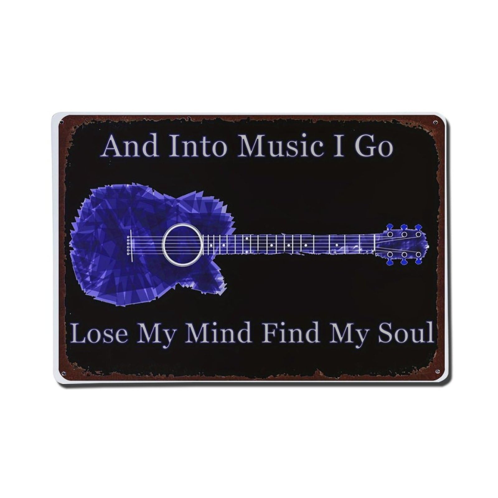 Blue Guitar Music Soul Mind Metal Tin Sign Plaque