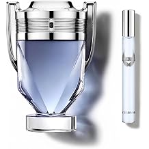 Rabanne Invictus Eau de Toilette, 1.7 oz + Travel Spray 0.34 oz, 2 Piece, Woody Aquatic Cologne, Long-Lasting Wear, Marine & Grapefruit Notes, Trophy Bottle, Full-Size & Mini Gift Set for Men