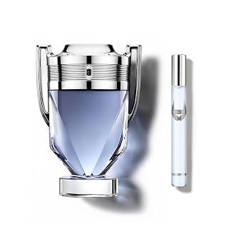 Rabanne Invictus Eau de Toilette, 1.7 oz + Travel Spray 0.34 oz, 2 Piece, Woody Aquatic Cologne, Long-Lasting Wear, Marine & Grapefruit Notes, Trophy Bottle, Full-Size & Mini Gift Set for Men