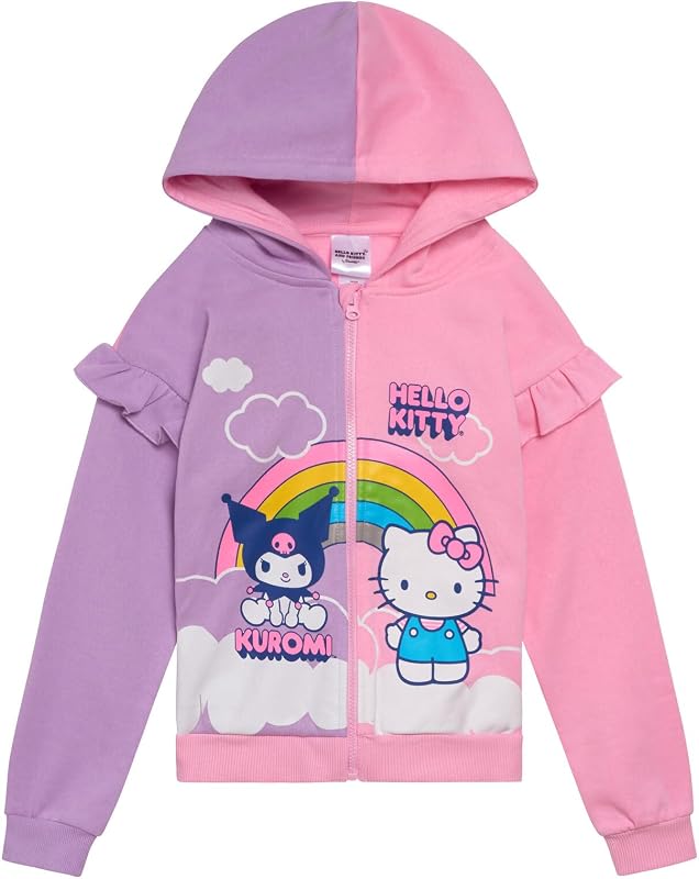 Hello Kitty Girls' Fleece Zip-Up Hoodie Toddler to Big Kid