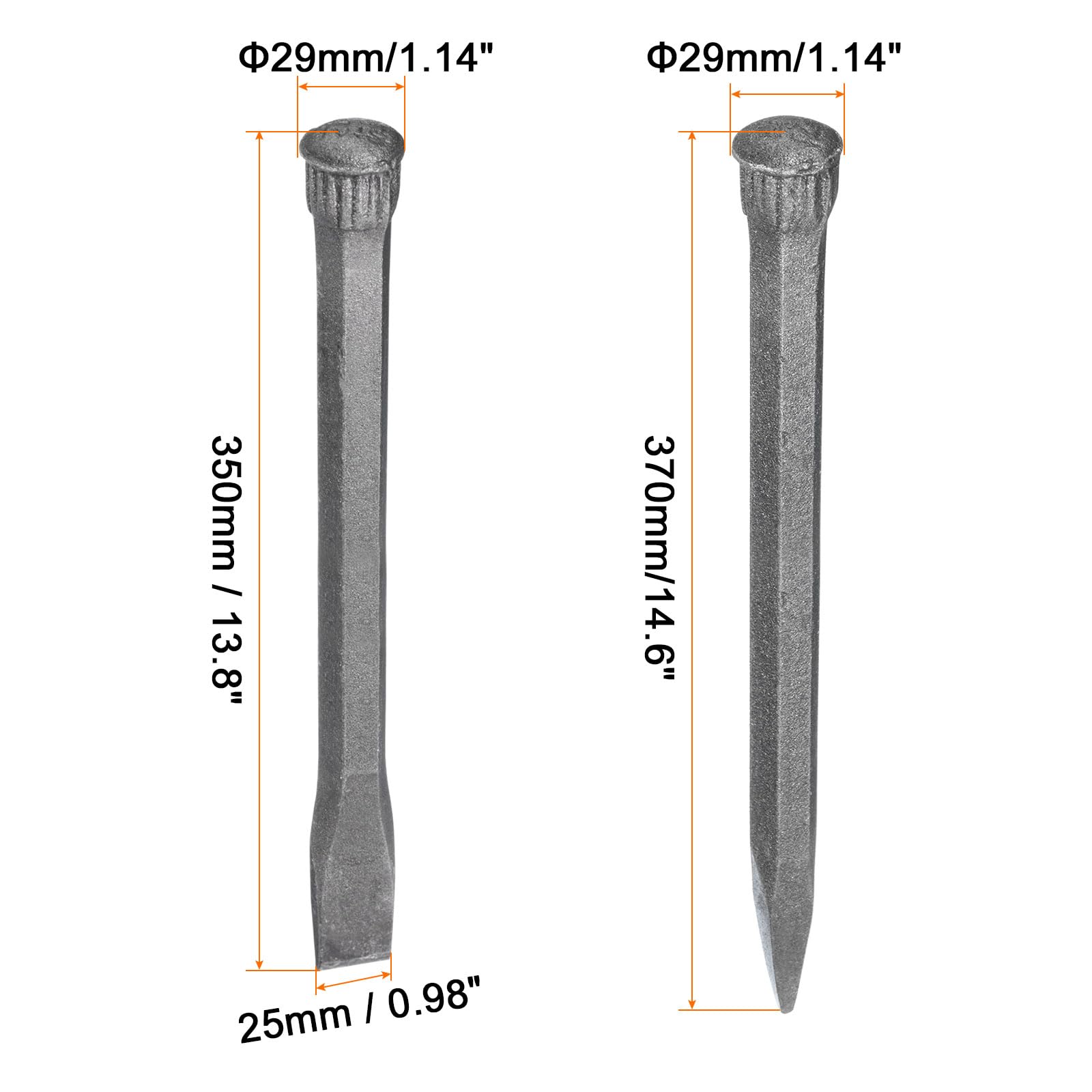 QUARKZMAN 1set Muro Scalpello Roccia 13.8" Piatto Testa 14.6" Punta Testa Roccia Calcestruzzo Malta Pietra Scalpello Mattone Scalpello Pietra Mattone Rompere Intagliare Demolire Spaccare