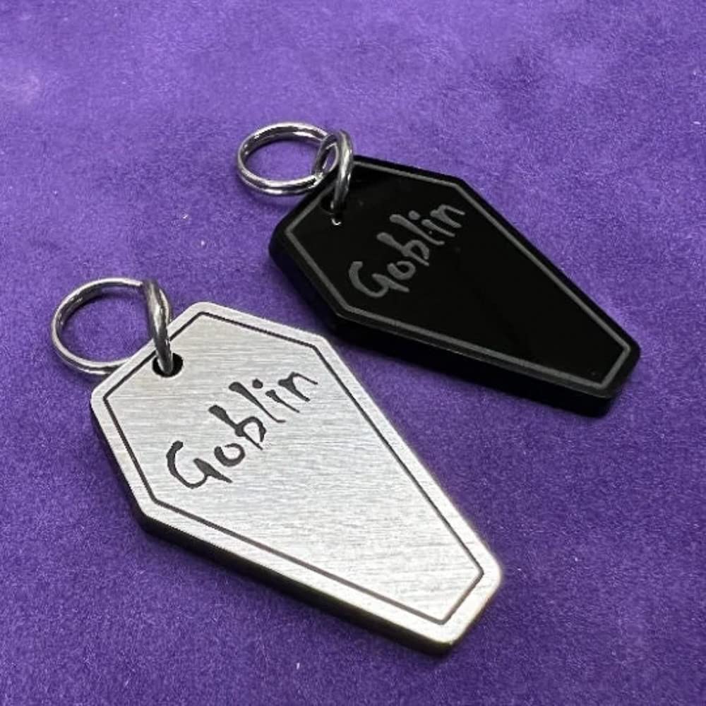 Personalized Coffin Pet Tag - Pet Tag for Cats - Witch Friendly - Coffin Pet ID Tag