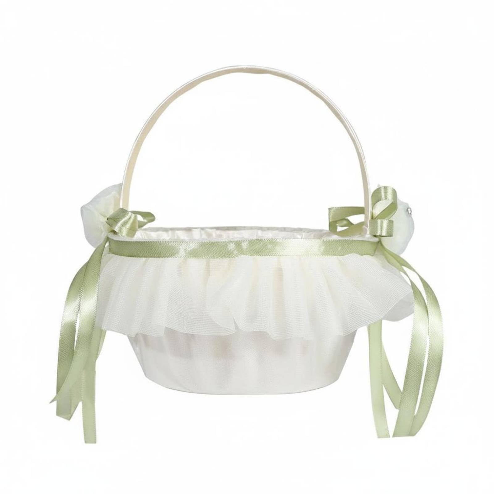 Flower Girl Carry Basket Blossom Decoration Lace Ribbon Basket Elegant Event Accessory for Children, Party, L | Home & Garden | Wedding Supplies | Ring Pillows & Flower Baskets-image-24
