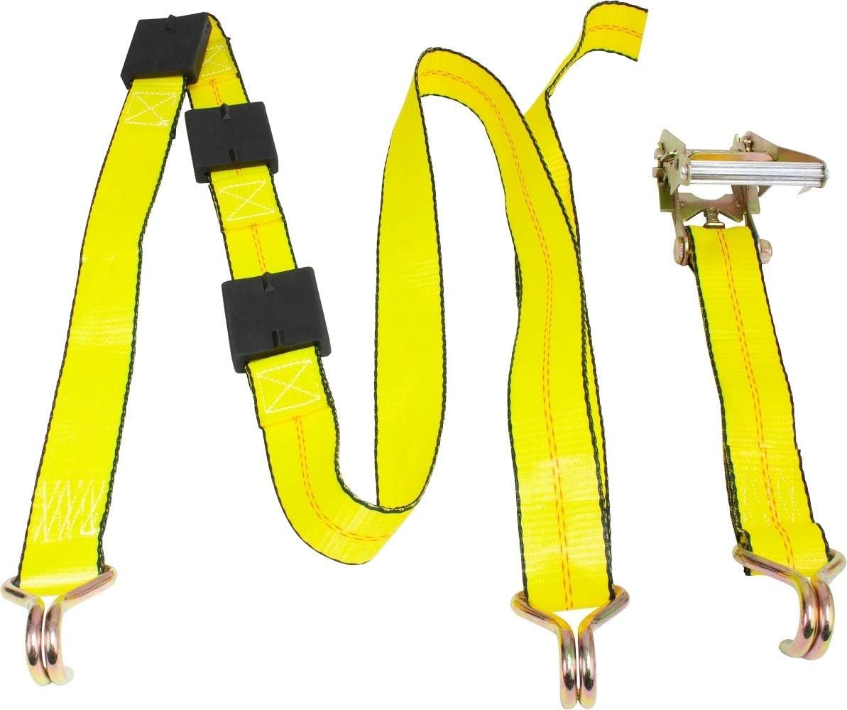 Onе-Dау Sаlе: Uр tо 80% оƒƒ Mytee Products (4 Pack) 2 x 10' Over The Tire Car Hauler Ratchet Straps with Wire J Hooks and Rubber Blocks - Car Tie Down Wheel Straps Truck Trailer Auto Tie Down