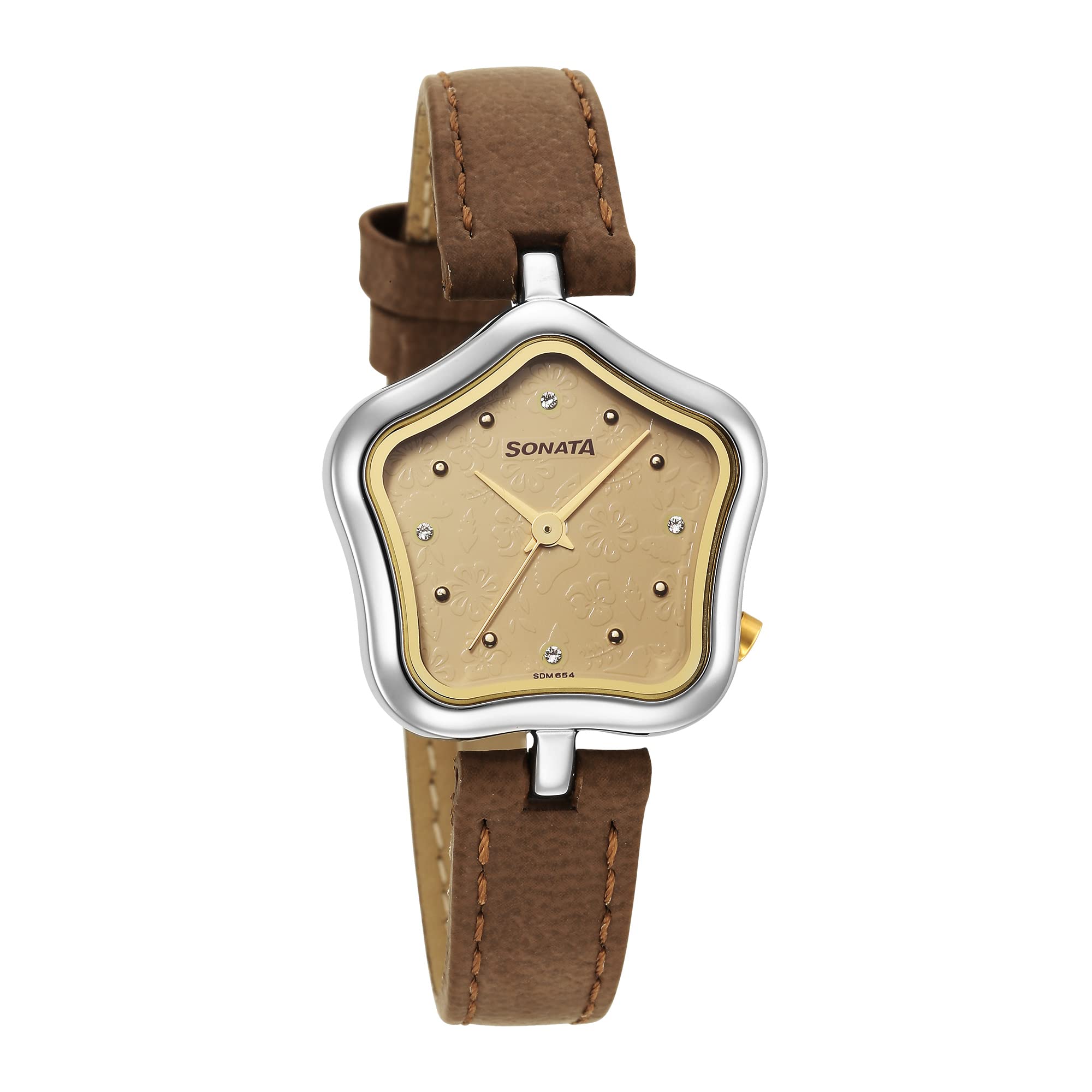 Sonata Utsav Beige Dial Beige Leather Strap Watch for Women-NR8185BL01 (B09ZPM6782) Amazon Price History, Amazon Price Tracker