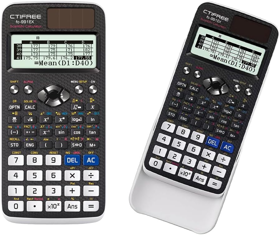 CTIFREE FC-991EX Scientific Calculator with Advanced 552 Functions- Solar & Battery Powered, Multi-Function, High School & College Math, Trigonometry, Statistics, Algebra, Durable, Large Display