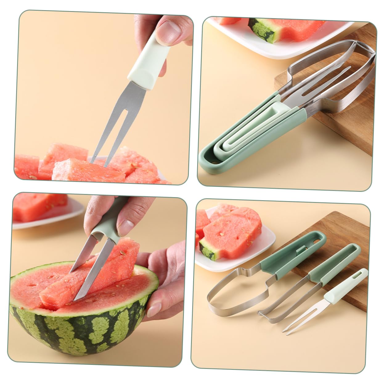 Unomor 1Set Multipurpose Watermelon Cutter Tool Fruit Slicer for Effortless Cutting for Watermelon Cantaloupe and Gadget for Home
