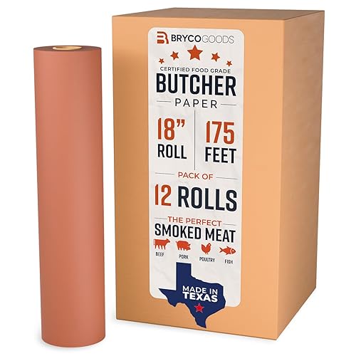 Miniatura 10 de Bryco Goods Rollo de papel de carnicero rosa de 24 pulgadas por 175 pies de papel de carnicero melocotón de grado alimenticio para ahumar carne, sin