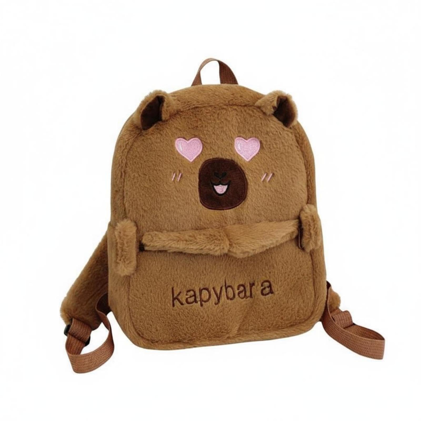™ Capybara Soft Toy Backpack Embroidered Soft Toy Capybara Backpack Front Pocket Heart-image-48
