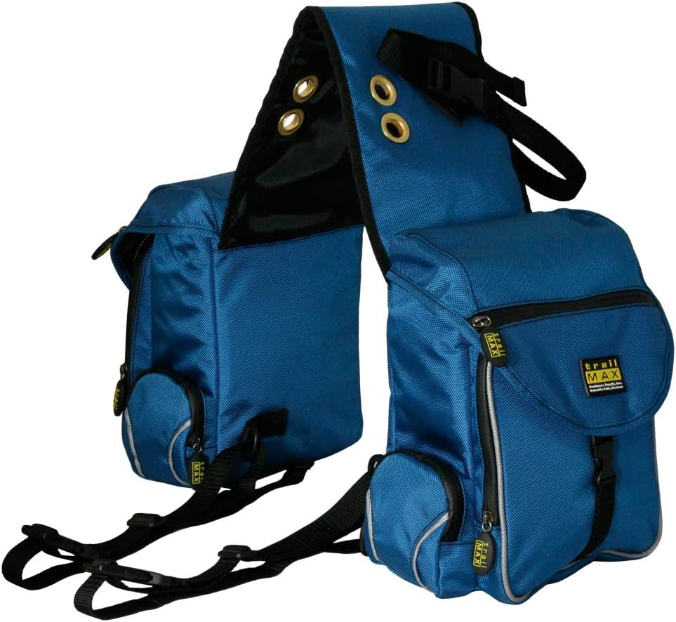 TrailMax 500 Series Insulated & Padded Back Pocket Saddlebags for Horse Trail Riding, 1680-denier Ripstop Nylon Outer Shell with PVC Water Resistant Coating, Glacier Blue & Frost : Horse Saddle Accessories : Sports & Outdoors