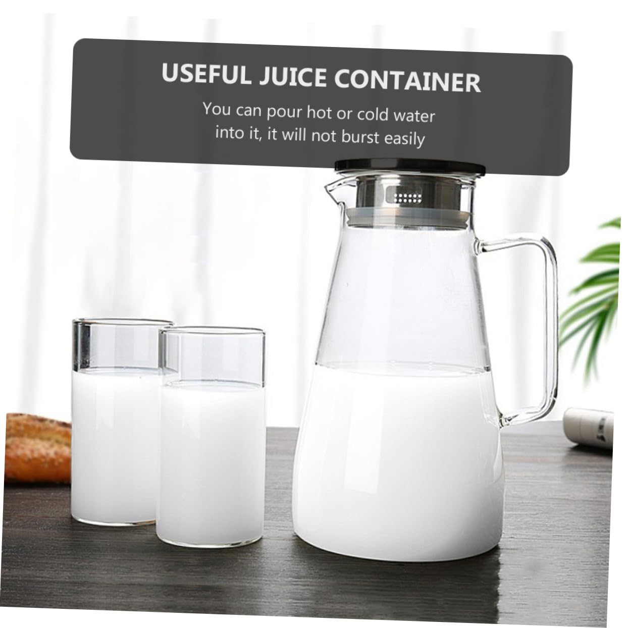 Taza de Agua Hervida de Vidrio Transparente Jarra de Agua Fría de Hervidor de Jugo Moderno para Despacho Fría para Bebidas