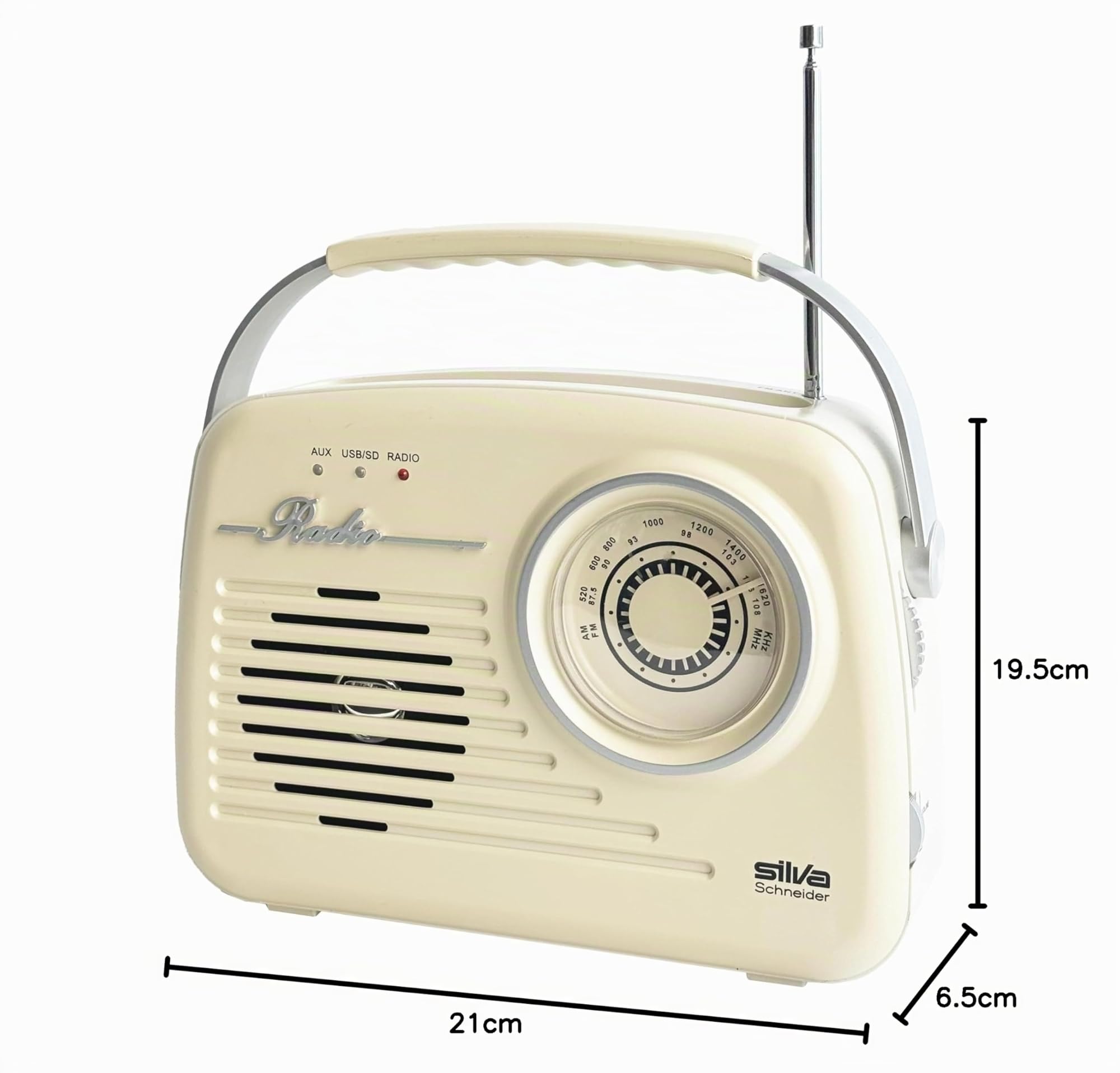 Silva Schneider Mono 1965 Radio de Coffre avec Batterie Beige