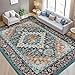Lofus 8x10 Area Rugs for Living Room, Washable Area Rug, Rugs for Bedroom, Kitchen, Vintage Boho Carpet, Soft Non-Slip, Low Pile Large Area Rug for Office Dining Room, Floral Green