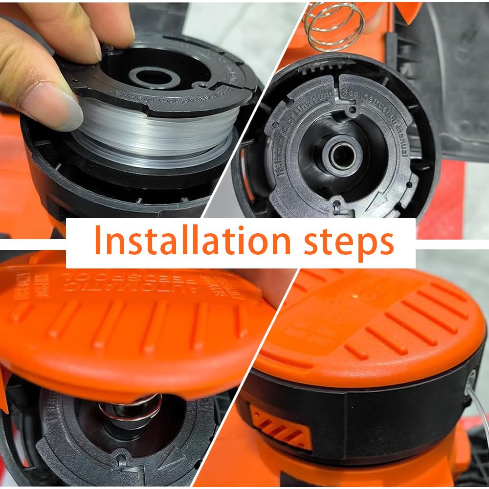 Ersatz-Spulenset Für Black & Decker Rasentrimmer – Inkl. 1 Deckel, 3 Spulen, 1 Feder, Kompatibel Mit AF-100 U.a.