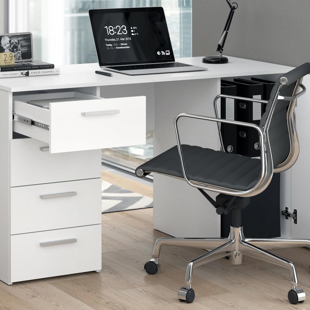 Vicco Scrivania Nico, Bianco, 137 x 60 cm | adatto come postazione di lavoro e combinabile con sistemi di scaffalature