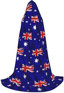 Australian Flag Print Hooded Cape For Teenagers Unisex Cosplay And Themed Parties Halloween Costume