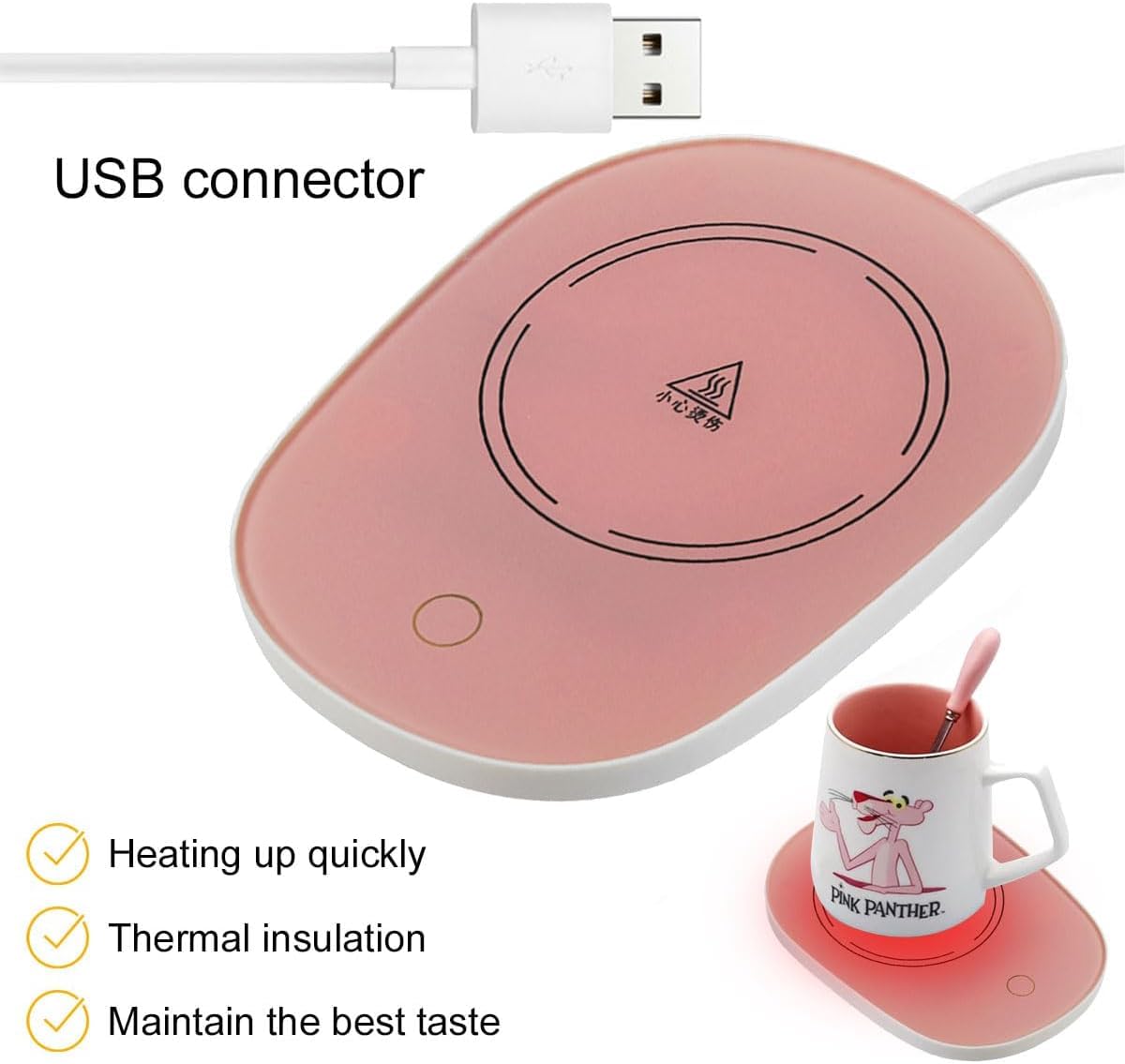 Scaldatazze,Scalda Bevande,Scalda Tazza,Scalda Tazza USB,Scaldatazze Caffè,per Caffè,Latte,Tè, Acqua,Regalo di Natale,Ldeale per la Stagione Invernale,Rosa