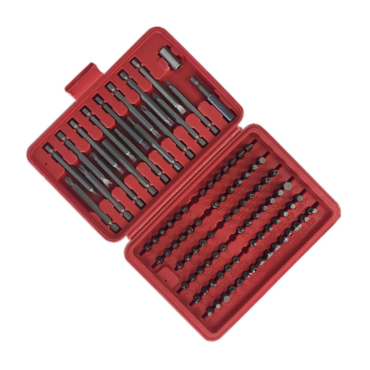 UPKOCH Ensemble D'embouts de Tournevis 98 Pièces en Acier avec Boîte de Rangement Rouge, Multi-spécifications, Facile à Utiliser pour Réparation et Bricolage