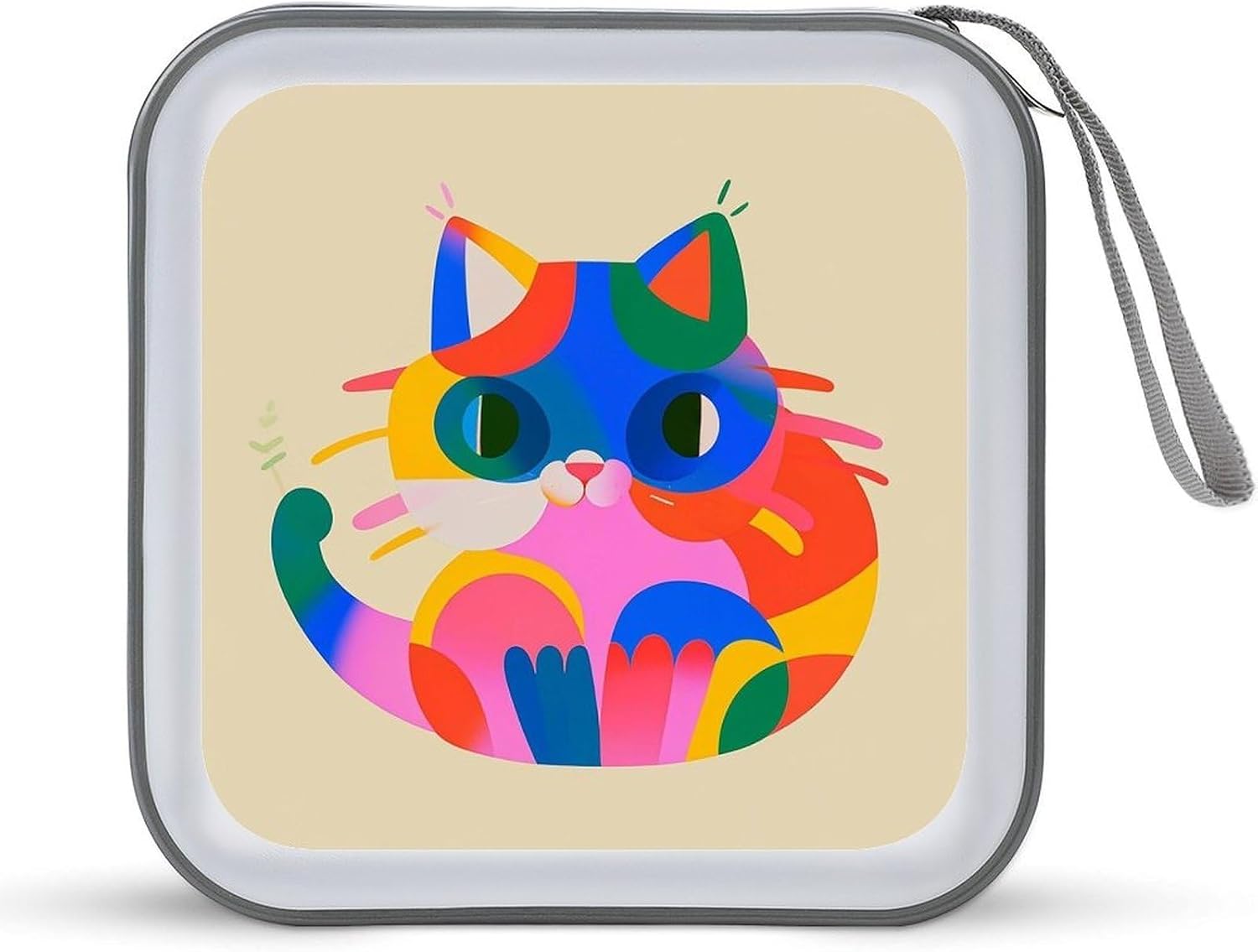 Colorful Cats DVD Storage Bags with Zipper, CD Portable Case Holder with Handles, Large Storage Stackable Media Binder for Travel, Cabinet, Home, Office, Car