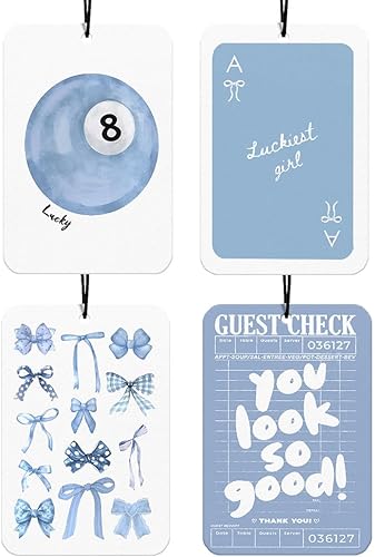 Miniatura 44 de Ambientador de Coche Retro con Lazos de Leopardo 4 Piezas, Accesorios de Coche con Estampado de Guepardo Bola 8 de la Suerte para Interior, Lazos de