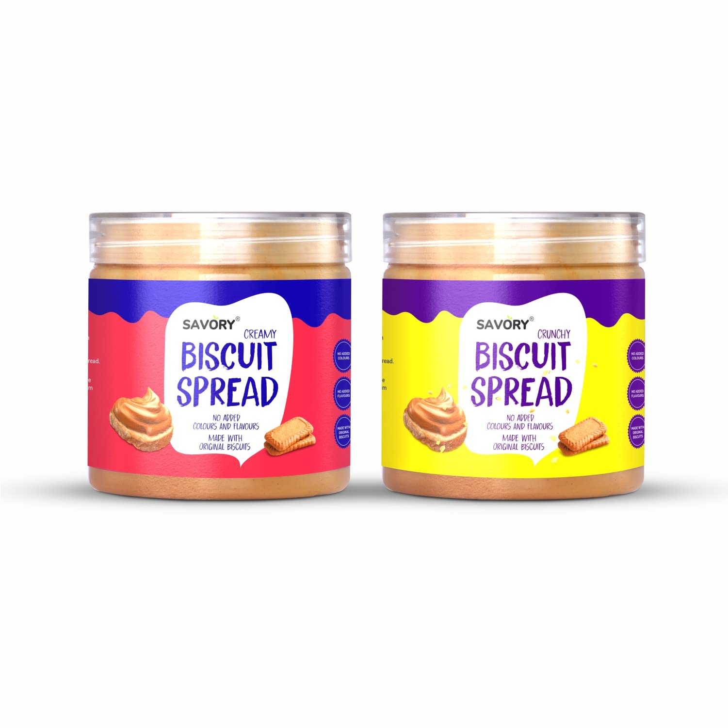 Savory Combo Of Creamy Biscuit Spread(400g) + Crunchy Biscuit Spread(400g) | Made with Original Biscuits | No Added Colours & Flavours | Sweet Spread | Used in Cakes, Cookies, Muffins | Pack Of 2