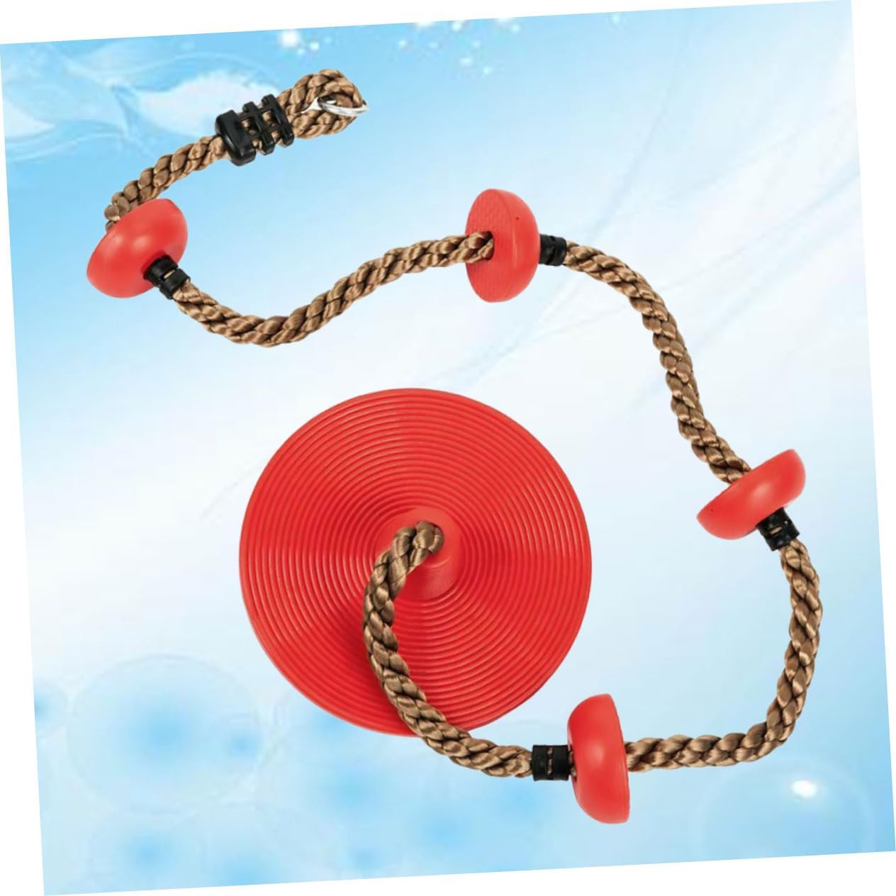 Swing Large Round Disc for Indoor Outdoor Use Metal Cord and Plastic Strong Load-Bearing Recreation Swing for Boys and Creative Design Red