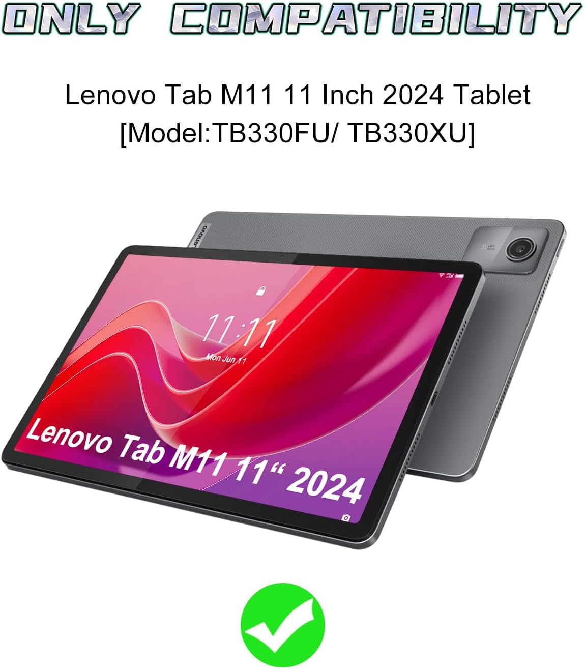 for Lenovo Tab M11 2024 11 Inch Case with Keyboard - 7 Colors Backlit Wireless Detachable Folio Keyboard Cover for Lenovo Tab M11 11” TB-330FU Tablet, Pen Holder Slim & Light, Crabapple red