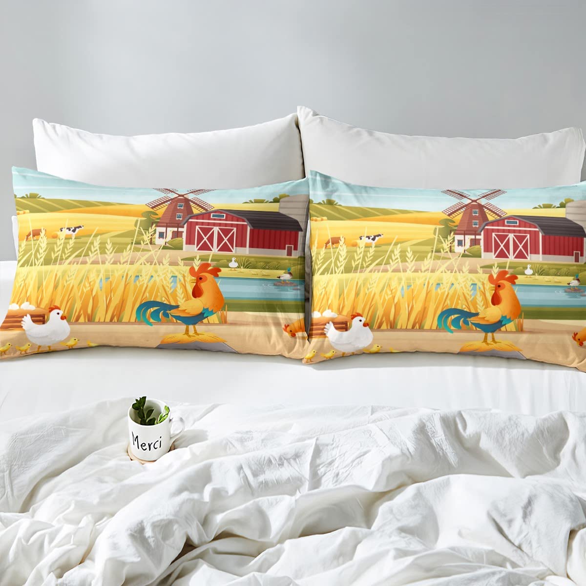 Lenzuolo con angoli per bambini, motivo animali cartoni animati, set di biancheria da letto per ragazzi, ragazze, ragazzi, rustici, set di lenzuola in stile rustico, 3 pezzi, king size