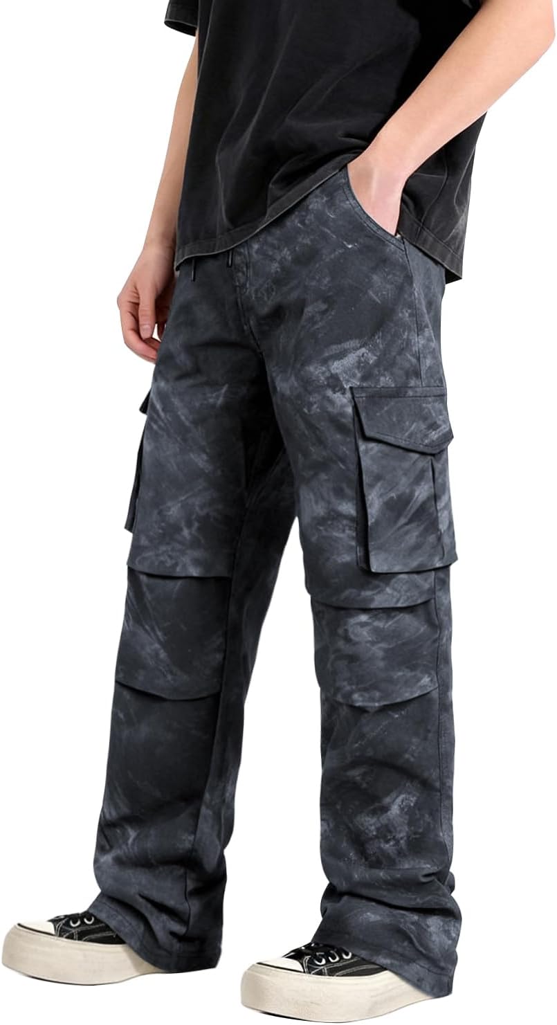 GINGTTO Baggy Cargo Pants Men Camo Wide Leg Fashion Y2K Loose Fit Streetwear Drawstring Stretch - Image 4