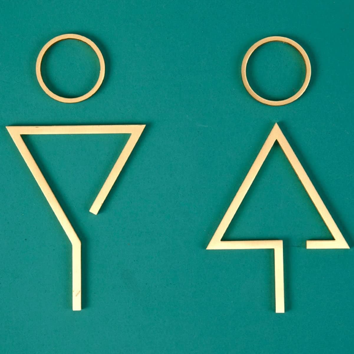 toilet sign, Unisex Toilet Sign The Loo Brass Mens Ladies Bathroom Decor Figurines Set Modern Business Signage Height 18cm