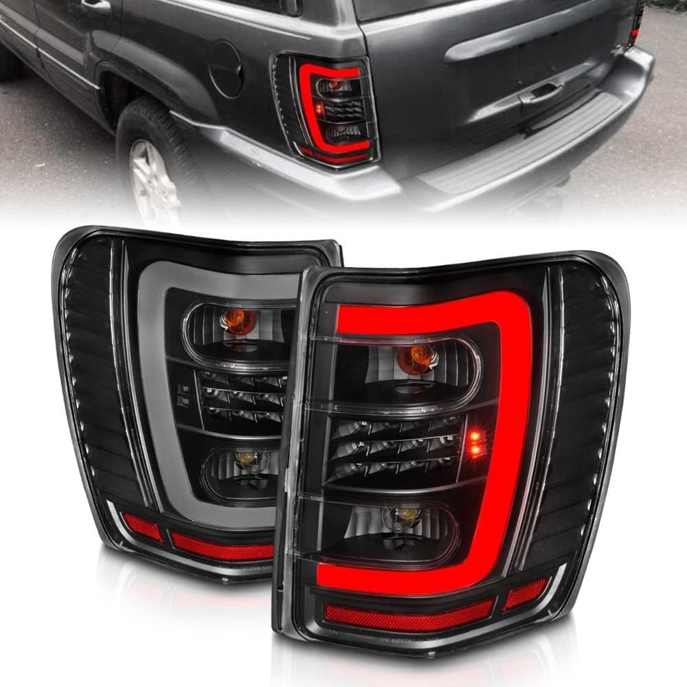 ANZO - 1999-2004 Jeep Grand Cherokee LED Tail Lights w/Light Bar Black Housing Clear Lens (311394)