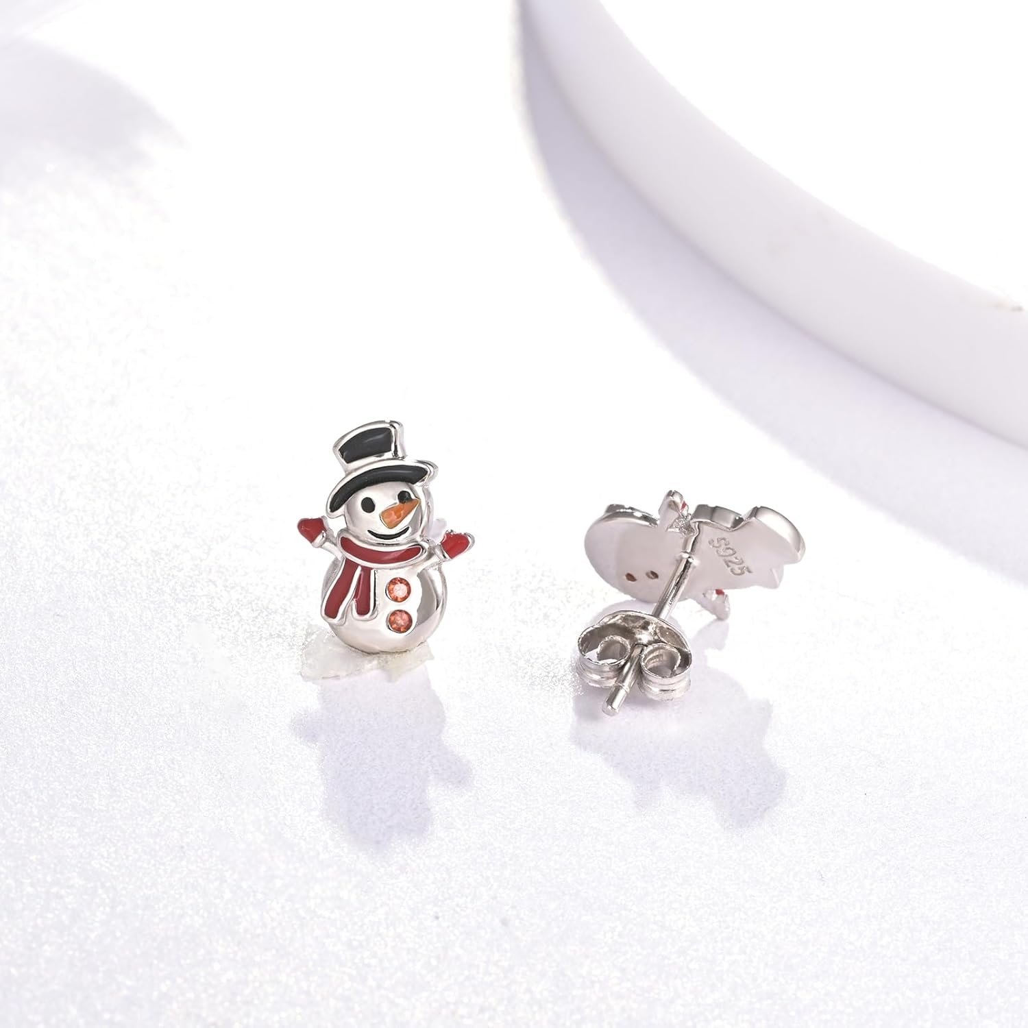 Snowman Stud Earrings for Women: 925 Sterling Silver Cute Christmas Snowman Earrings for Mom Daughter - Image 5