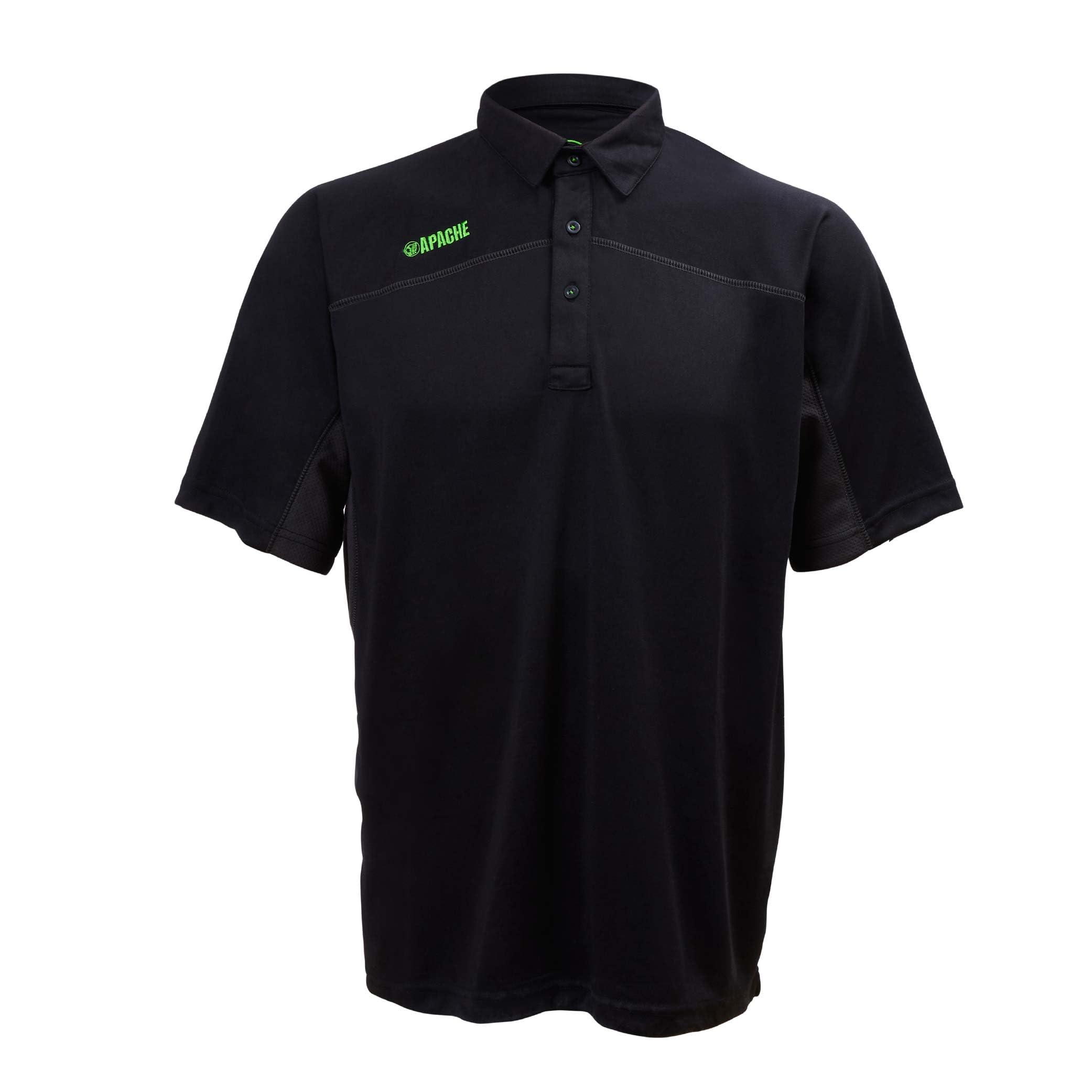 APACHE Workwear Langley Polo Shirt | Men's Small | Two Tone Black and Grey | Durable Stretch Polyester Fabrics | Comfortable Work Site Shirt