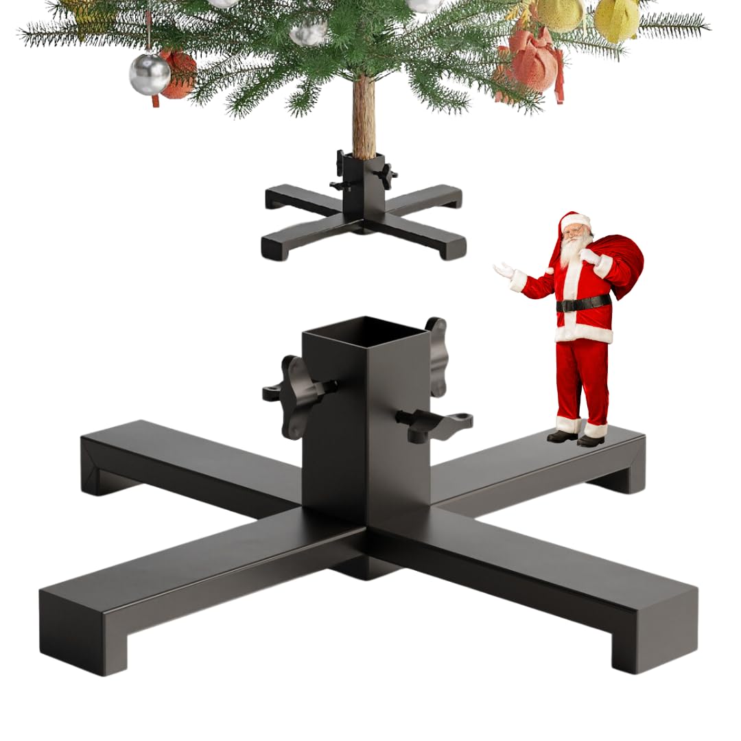 Weihnachtsbaumständer Metall - Christbaumständer Schwarz, Stabil Baumständer - Weihnachtsbaum Ständer groß - Christmas Tree Stand Loft & Industrial Design, Tannenbaumständer (Quadratisch)