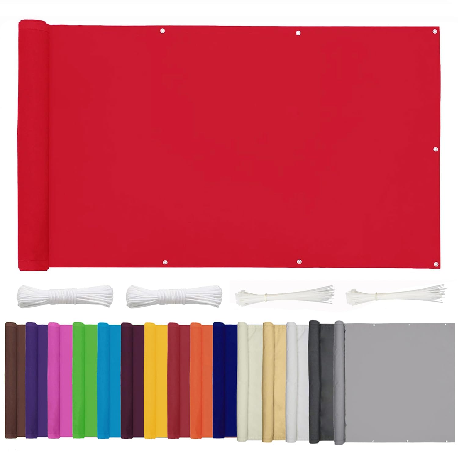 ZHhan Balcony Privacy Screen for Backyard Deck Patio Balcony Fence Porch Sun Shade PVC UV Protection Sun Wind 8 Days Delivered 15 Colors 352 Sizes 420D Red