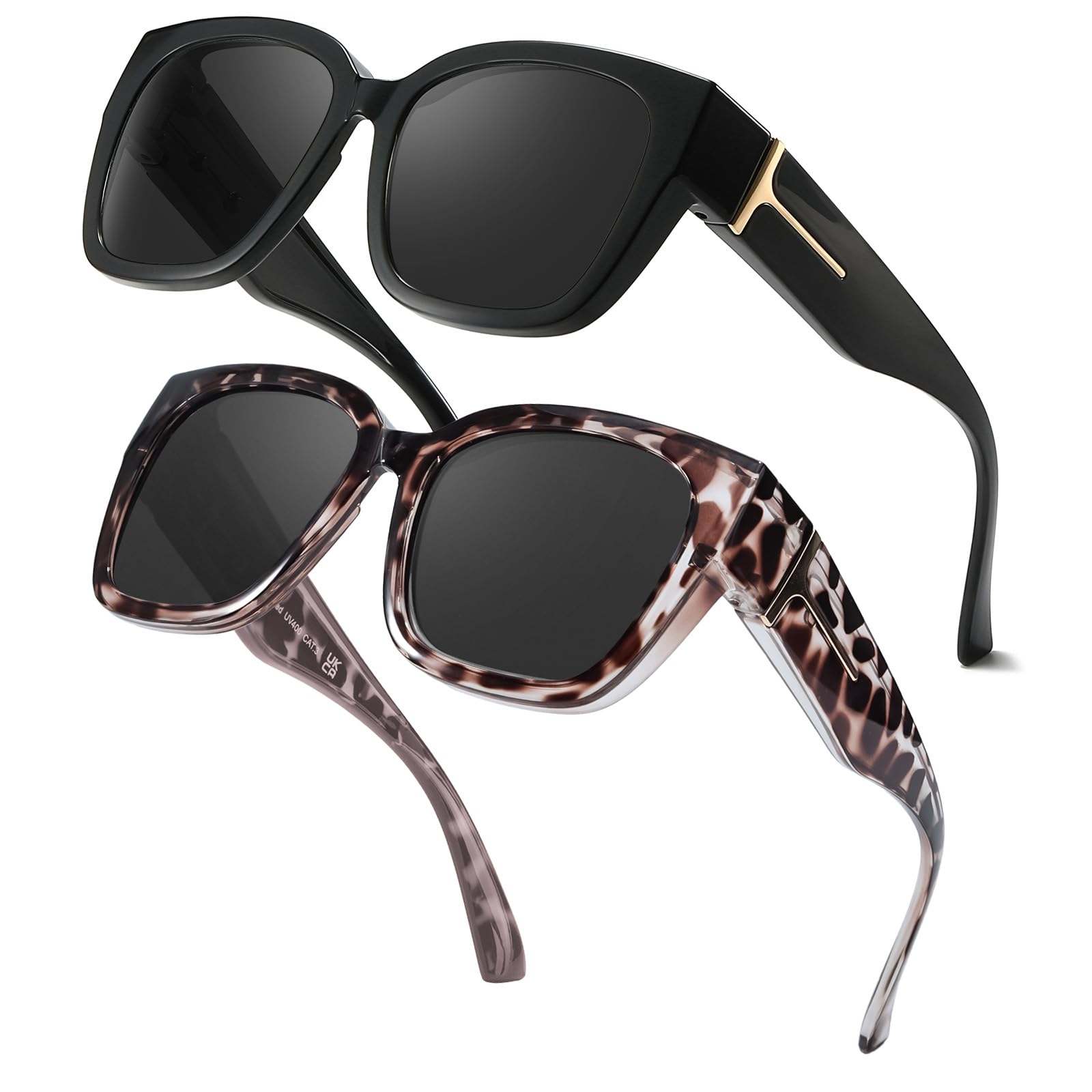 FIMILU Oversized Fit Over Sunglasses for Women Polarized Trendy Ergonomics Sun Glasses High-Definition UV Protection 2Pack