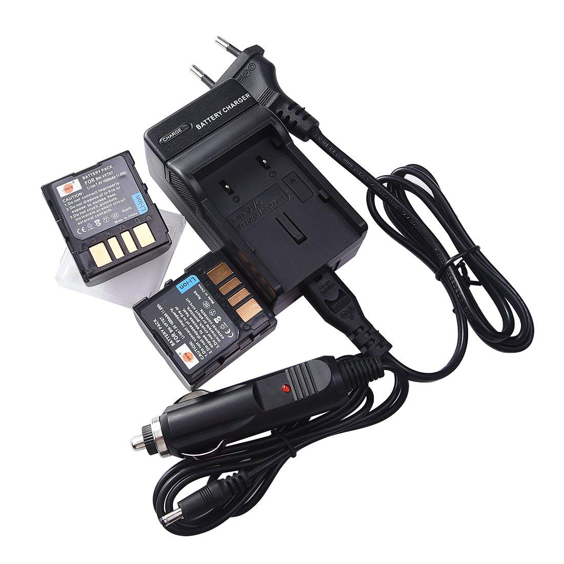 DSTE 2-Pieza BN-VF707 Batería y Cargador Kit para JVC BN-VF707U GR-D239 GR-D240 GR-D245 GR-D246 GR-D250 GR-D253 GR-D270 GR-D275 GR-D290 GR-D295