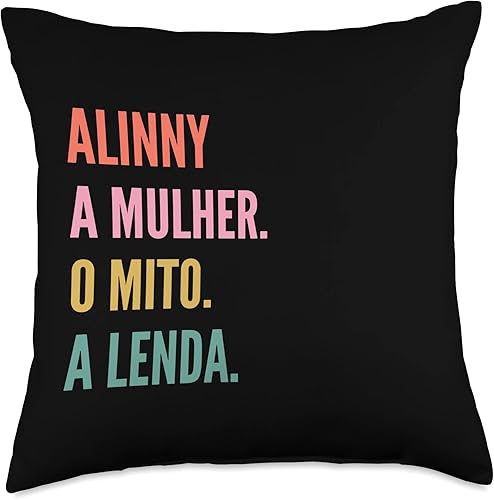 Miniatura 1 de Designs De Nomes Engraçados Para Mulher Funny Portuguese First Name Design-Alinny Throw Pillow, 18x18, Multicolor