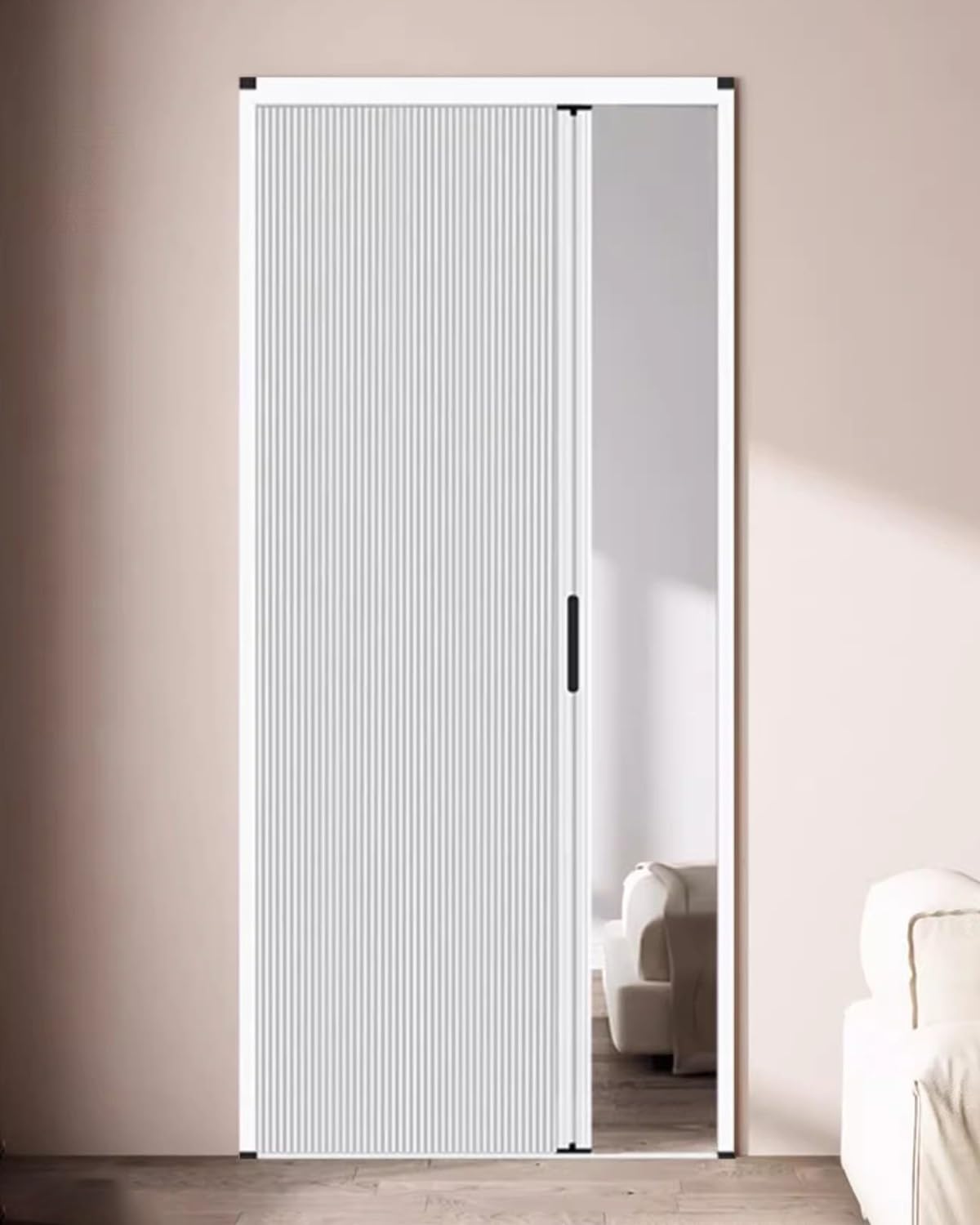Accordeondeuren Vouwdeur Zonder Boren Schuifdeuren, 180/190/200/210 cm Hoge Harmonicadeurhor, Witte Vouwdeur voor Keuken-douchekast, op Maat Gemaakt(200x200cm (78.7x78.7in